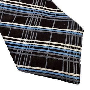 Ted Baker London Brown Blue 100% Silk Neck Tie Plaid
